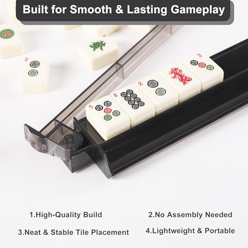 Set de 4 estantes con empujadores para Mahjong moderno gris oscuro miniatura 4