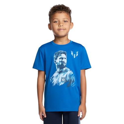 Image of Messi Boys' Lifestyle Short Sleeve Top, Loose-Fit Shirt with Logo, Comfortable, All-Day Wear