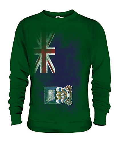Candymix - Falkland Islands Faded Flag - Unisex Sweatshirt Mens Ladies Sweater Jumper Top, Size 2X-Large, Colour Bottle Green