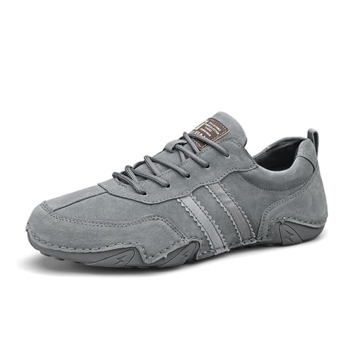 Scarpe Casual Da Uomo Moda Pelle Leggera Comoda Sneakers Fatte a Mano All'Aperto Scarpe Da Passeggio Scarpe Da Pendolare Scarpe Da Guida Gris 38 EU