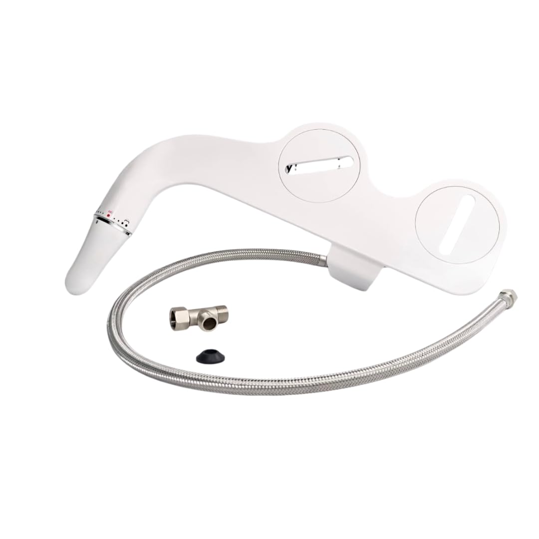 Bidet Toilette WC, Ultra-thin Kit Abattant Japonais Pour Salle De Bain, Pulvérisateur De Boku, Buse Rétractable Et Pression D'eau Réglable, Entrée En Laiton, Blanc (Deux Buses)