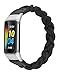 Wearlizer Compatible with Fitbit Charge 5 Bands for Women Cute Stretchy Braided Solo Loop Wristband Slim Soft Elastic Replacement Strap Accessories for Charge 5, Black M
