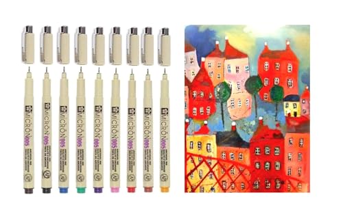 Pigma MICRON Sakura 005 - zestaw 9 kolorów. zestaw 9 finelinerów i 1 karta