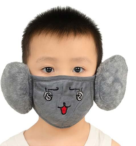 Winter Face Mask with Plush Ear Muffs for Kids | Soft, Warm & Skin-Friendly | Boys & Girls (3–10 Years) | Pack of 1_Grey-image-46