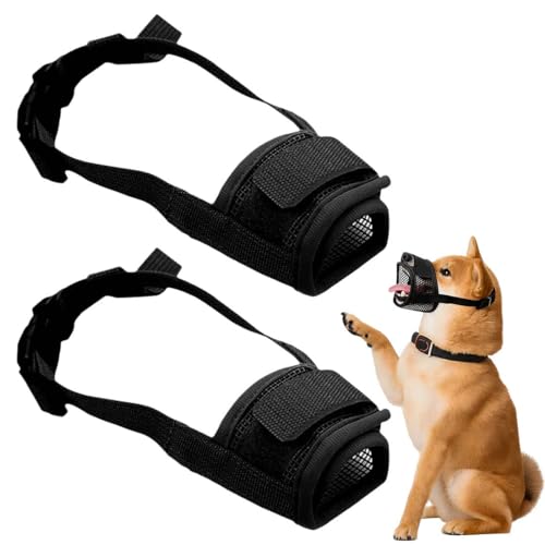 GNALIA Museliere Pour Chiens 1 Pièce, Muselière Souple Réglable Respirante En Nylon, Anti-Aboiements Et Anti-Morsures Taille M Noir