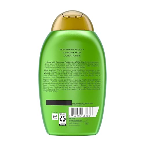 Kenvue OGX Extra Strength Refreshing Scalp + Rosemary Mint Conditioner, Nourishing Hair & Scalp Conditioner Infused with Rosemary for Healthy-Looking Hair, Sulfate-Free Surfactants, 13 fl. oz