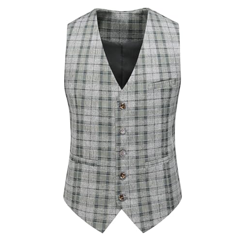 UNINUKOO Mens Suit Slim Fit 3 Piece Plaid Checked Tuxedo Formal Business Wedding Suits for Men2