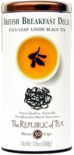 The Republic of Tea Decaf British Breakfast Black Full-Leaf Loose Tea, 3.5 oz Tin | Steeps 50 Cups
