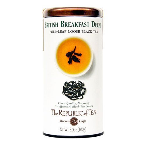 The Republic of Tea Decaf British Breakfast Black Full-Leaf Loose Tea, 3.5 oz Tin | Steeps 50 Cups