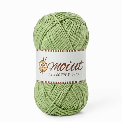 Image of Cotton Yarn for Crocheting, Baby Yarn for Crocheting Soft, 131yds / 1.76oz Fluffy Amigurumi Crochet Yarn, 5 Ply 100% Milk Cotton Yarn for Puzzle、Socks、Clothes(Avocado Green)
