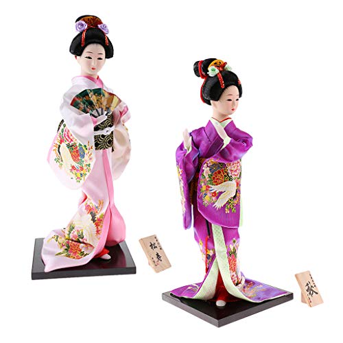 2個　日本古代　和風　着物人形　歌舞伎　人形　伝統的　おもちゃ　お土産　工芸　装飾　ギフト