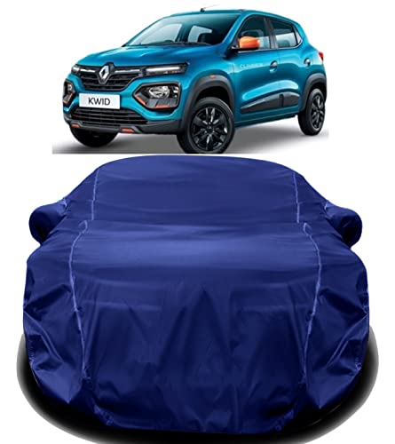 Image of AUCTIMO Kwid Car Cover Waterproof /Kwid Car Cover /Kwid Cover Waterproof with Triple Stitched Fully Elastic Ultra Surface Body Protection (Navy Look)