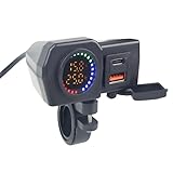 Motorrad QC3.0 PD Ladegerät mit Spannungstemperaturanzeige wasserdichte Schnellladeadapter Sockel Lenker Montage Halterung