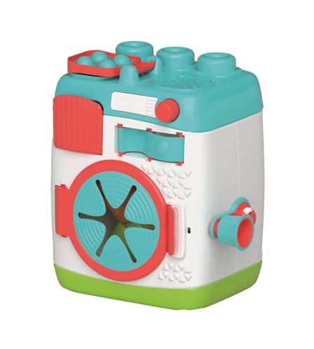 Clementoni Soft Clemmy Sensorische Waschmaschine - Mit 5 weichen Bausteinen für Babys & Kleinkinder ab 6 Monaten - Rollenspiel & Sensorik-Spielzeug zum Drehen & Entdecken - 17582