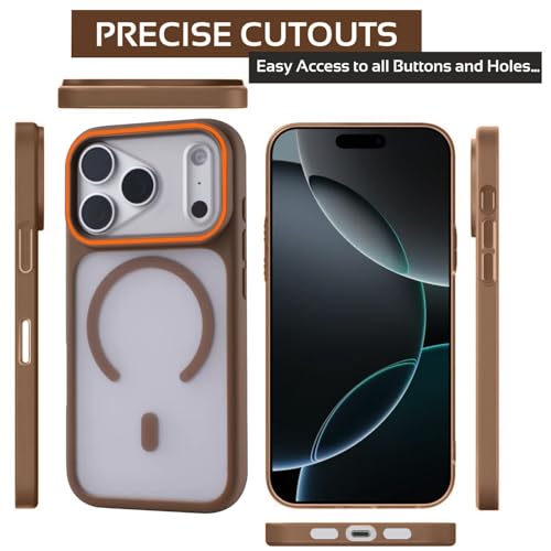 Image of AIBEX Magnetic Compatible Shockproof Case for iPhone 17 Pro - Slim Protective Back Cover with Camera Lens Protection, Strong Magnetic Support, Anti-Slip Grip, Military Grade Drop Protection (Brown)