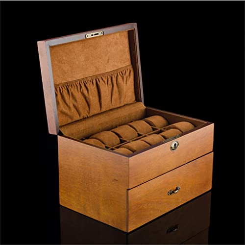 Boîtes montres homme bois 2 couches : boîte rangement bijoux et support organisateur XJBTBA