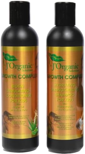 J' Organic Solutions Biotin Hydrating, Strengthening shampoo & Conditioner Set Phthalates-Free, No Sulfate, Paraben-free Baby And Toddler Shampoo and Conditioner (2x 8oz)
