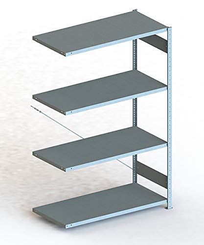 Meta Anbauregal - Zum Ausbau eines Lagerregales - 4 Böden - Farbe Silber - 200 x 130 cm - 60 m tief