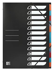 Trieur Standard OXFORD 12 Compartiments A4 Couverture Polypro Noir