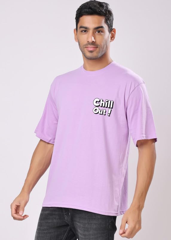Image of London Hills Men's Cotton Oversized Fit Casual Printed Round Neck, Oversized Drop Shoulder T-Shirt