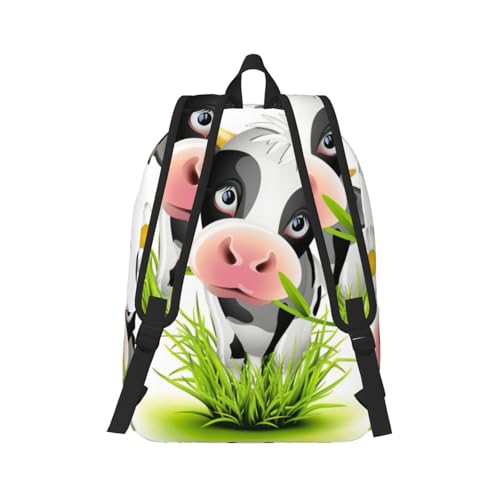 Sac à dos en toile imprimé vache pour ordinateur et cours