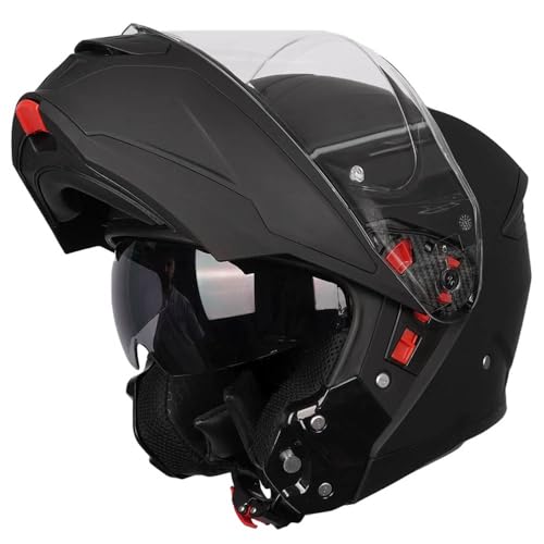 SMK Gullwing Negro Mate, Casco de Moto Modular Abatible PJ para Hombre y Mujer, con Visera Interior Ahumada, Interior Desmontable, 22.06 (L)