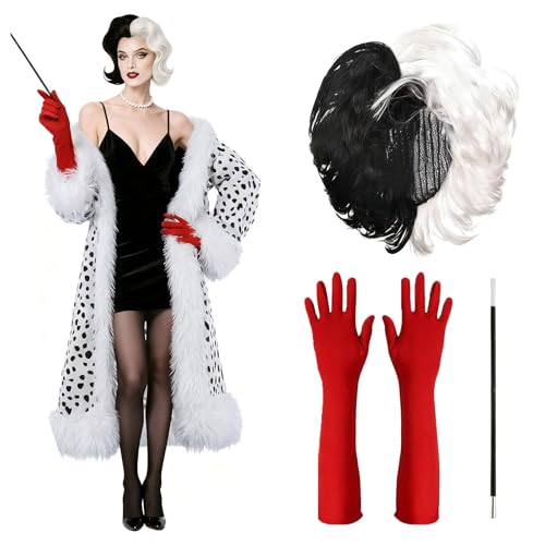 Black White Women Costumes Adult Spotted Costume Set...