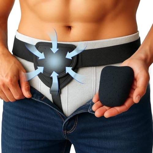 Durchbruch Inguinal Hernia Belt for Men – Adjustable Hernia Support Truss with Removable Pad, Soft Waistband for Left or Right Side, Ideal for Inguinal or Umbilical Hernia and Post-Surgery Support