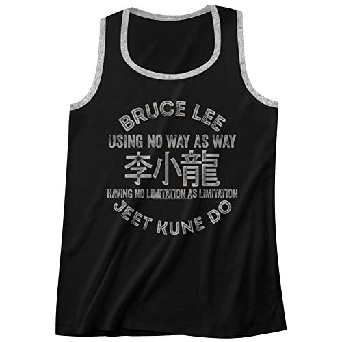 American Classics Bruce Lee Chinese Martial Arts Jeet Kune Do No Limitation Icon Adult Tank Top - Large - Black/Gray Heather