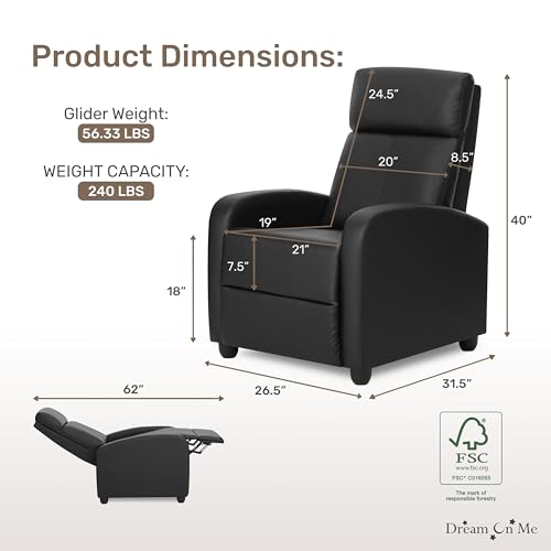 Sillón reclinable tapizado color negro miniatura 2