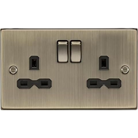 Knightsbridge Antique Brass 13A Double Socket Cover