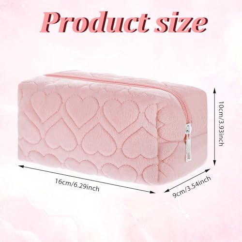 Sibba Makeup Bag Puffy Make Up Toiletry Cases for Women Zipper Cosmetic Pouch Travel Handbag Cute Organizer Traveling Skincare Purse Shower Bathroom Washing Beauty Organization Storage(Pink) - Image 3