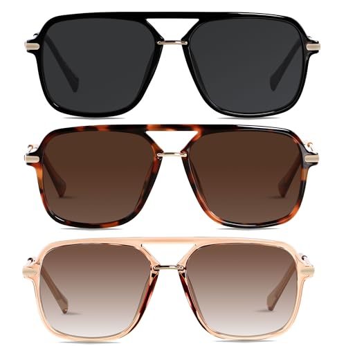 ANDWOOD Retro Square Sunglasses for Women Men Polarized Trendy Aviator 90s Pilot Shades Tortoise Sun glasses