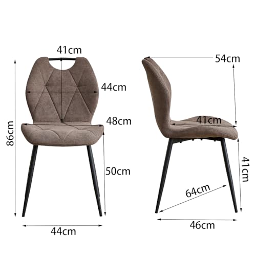 Lot 4 Chaises Salle à Manger Rembourrées Marron GrandCA HOME