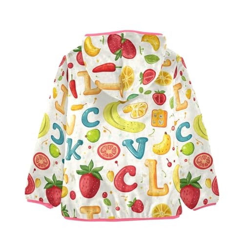 Cute Letters Fruits Girls Fleece Jacket Girls Fall Jacket Girl Coats Zip Up Hoodie Children Sherpa Warm Outerwear 2-10T2