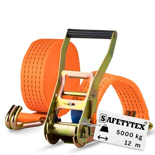 Safetytex Spanngurt zweiteilig 5t 12m 2500kg 5000 kg daN Zurrgurte 2teilig LKW Anhänger 5 to 12 Meter (1 Stück)