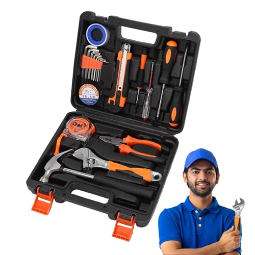 Kit de herramientas para manitas, Kit de herramientas para apartamentos,Kit de herramientas manuales básicas 20X - Conjunto de herramientas de hardware portátil, kit de mano doméstico con caja de alma