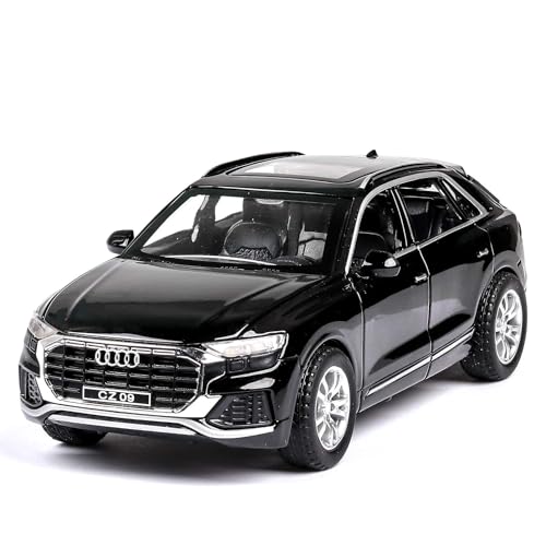 Image of Diecast Audi Q8 Toy Car Scale Model,Pull Back Vehicles Alloy Simulation Supercar with Lights and Sound Also for Car Dashboard,Kids,Adult (Black)