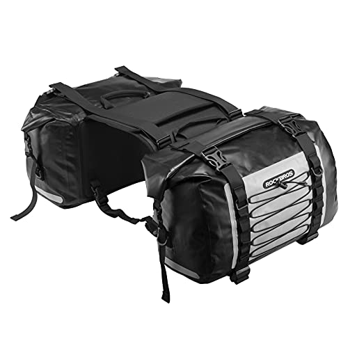 ROCKBROS 自転車サイドバッグ ブラック 2個セット Amazon | ROCKBROSサイドバッグ バイク ツーリングバッグ 防水 62L左右