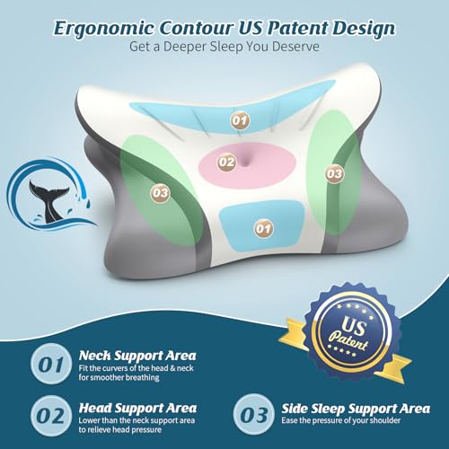 image for HAMYODO Cervical Neck Pillow for Pain Relief, Bed Pillows for Sleeping