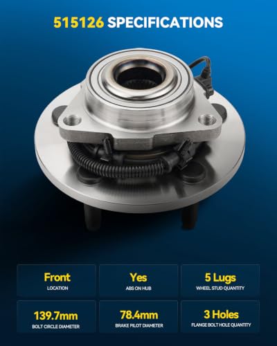 Image of PHILTOP 515126 x2 Front Wheel Bearing Hub Assembly for Ram 1500