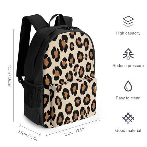 Large Capacity Cheetah Leopard Print Backpack, Women Men Portable Daypack for Hiking, Shopping, Fashion Comfy Shoulder Bag with Adjustable Strap2