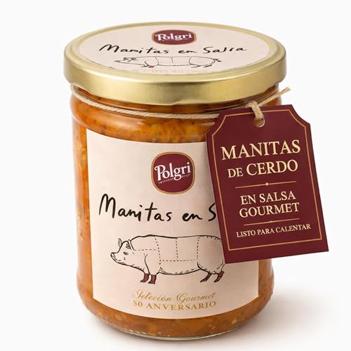 POLGRI Manitas de Cerdo Manitas en Salsa Conserva Gourmet Cocinadas con AOVE Receta Tradicional Tarro 850 ml Plato Preparado Artesano Sabor Intenso Listo para Calentar Alta Cocina Ideal