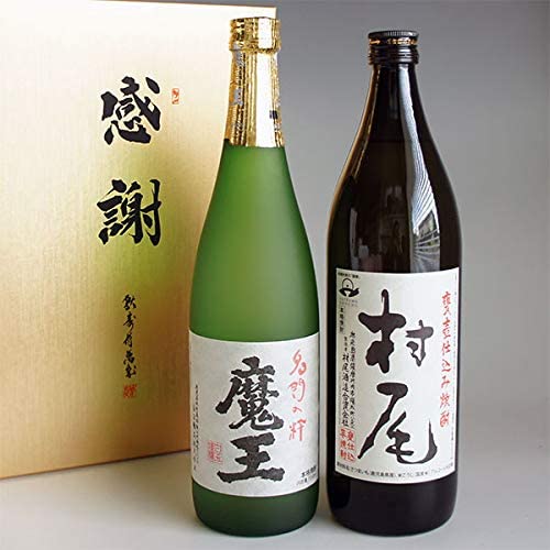 Amazon.co.jp: 感謝 魔王720ml・村尾900ml 感謝金蓋紙箱入 2本組 芋