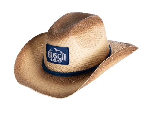 Calhoun Busch Light Straw Beach Cowboy Hat with Curved Brim Tan