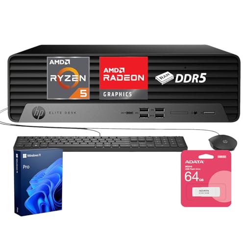 HP EliteDesk 805 G9 Business SFF デスクトップ、AMD Ryzen 5 8500G、32GB DDR5 RAM、1TB SSD、HDMI、DisplayPort、RJ-45、Wi-Fi 、Windows 11 Pro、ブラッ