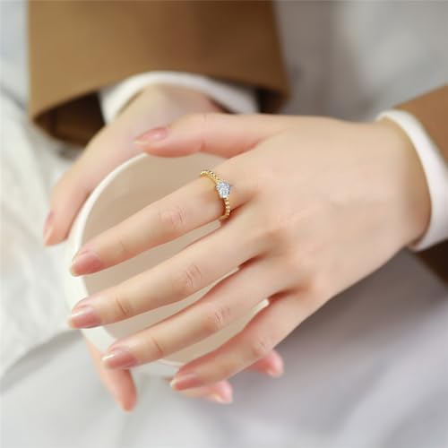 PAMTIER Women Stainless Steel Heart Shaped Engagement Rings Heart Cut Diamond Solitaire Wedding Anniversary Propose Ring3