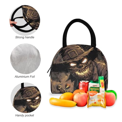 Backpack Lunch Bag Set Halloween Scarecrow Print, Big Storage Travel Backpacks with Insulated Lunch Box for Office Hiking Picnic4