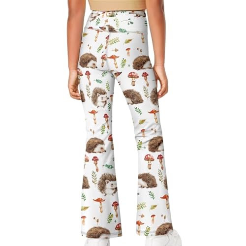 Hedgehog Flare Leggings for Girls Mushroom High Waisted Bell Bottoms Wide Leg Flare Yoga Pants4