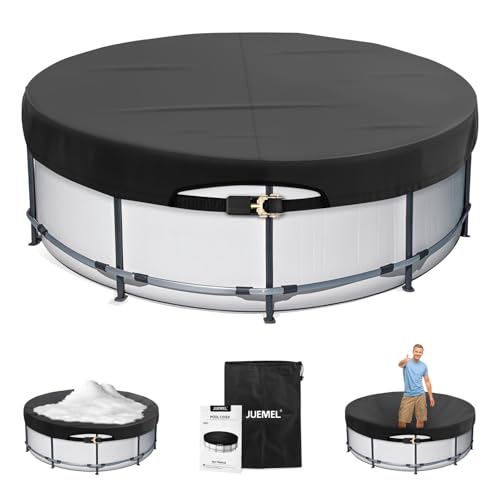 18FT Winter Round Pool Cover with Ratchet Strap Tightener | Easy Installation Pool Covers for Above Ground Pools | Solar Hot Tub Cover Ideal for Hydrophilic and Dustproof for Backyard